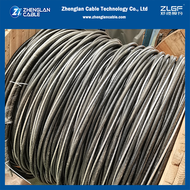 Close-up view of Low Voltage Aerial Bundled Cable ABC 3x25+54.6mmÂ² NFC33-209 construction details