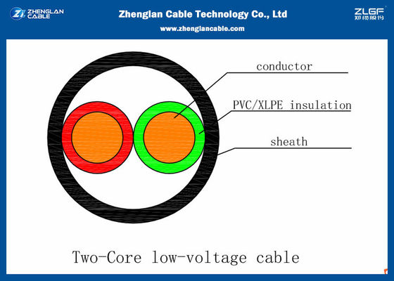 کابل برق LV بدون زره 2 هسته ای 0.6/1 کیلو ولت IEC 60228 (AL/CU/PVC/XLPE) سطح مقطع اسمی: 2*1.5~2*240 میلی متر مربع
